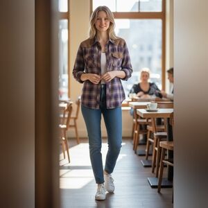 Vintage ARITZIA Wilfred Free Plad Button Down Blouse